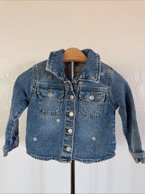 Cat & Jack Blue Denim Jacket with Daisy Embroidery